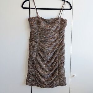 Rare London Shimmering Brown Mini Dress